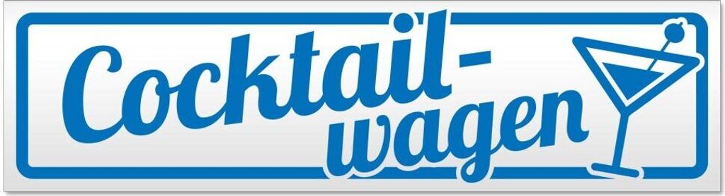 Kiwistar Cocktailwagen mit Glas Magnetschild Schild magnetisch - 60cm Blau - Magnetfolie für Auto PKW Kfz