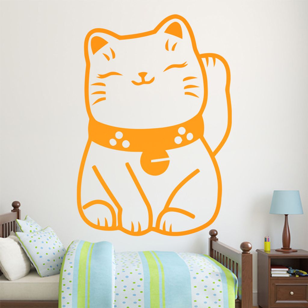 KIWISTAR Winkekatze - Glücksbringer Pfote Wandtattoo in 6 Größen - Wandaufkleber Wall Sticker - Dekoration, Küche, Wohnzimmer, Schlafzimmer, Ba...