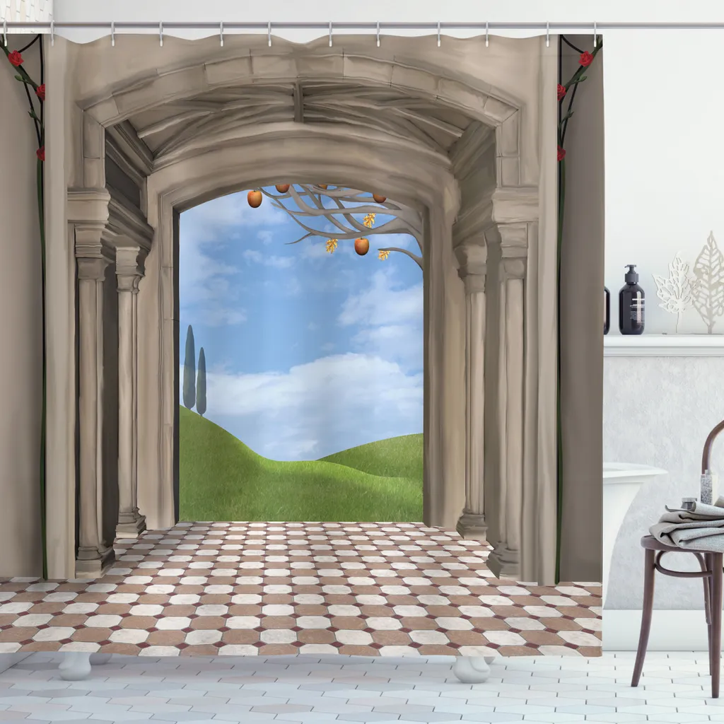 ABAKUHAUS Tenda Doccia Land 175x180: Antimuffa Classica Blu Verde