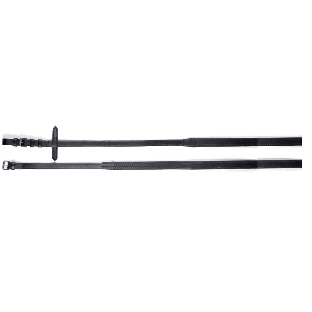 Waldhausen Gummizügel mit Leder, schwarz, 22 mm