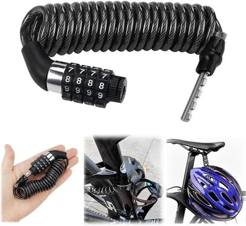 Câble antivol 4 segments haute résistance pour casques et vélos de ville
