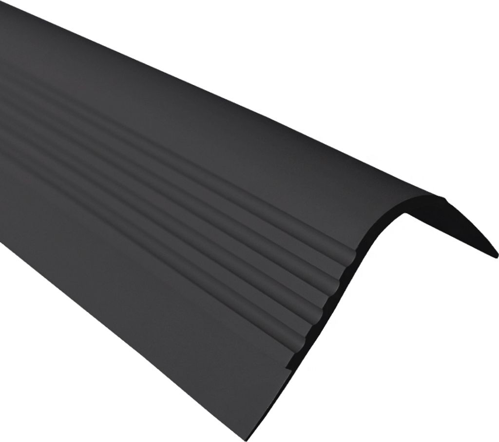 QUEST Treppenkantenprofil 40x42mm, 1.5m, Treppenprofil PVC für Treppenstufen, Treppenkantenschutz mit Rillen, Antirutsch, RDT, schwarz