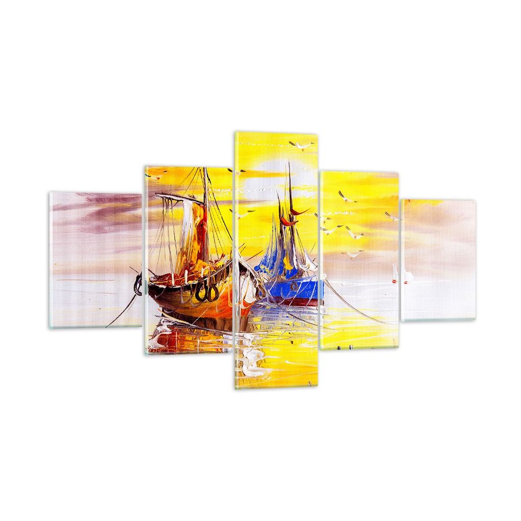 Bilder auf glas - Boote Sonne Meer Reisen - 125x70cm - Glasbilder - Wandbilder - Kunstdruck - zum Aufhängen bereit - Wanddekoration aus Glas - Gla...