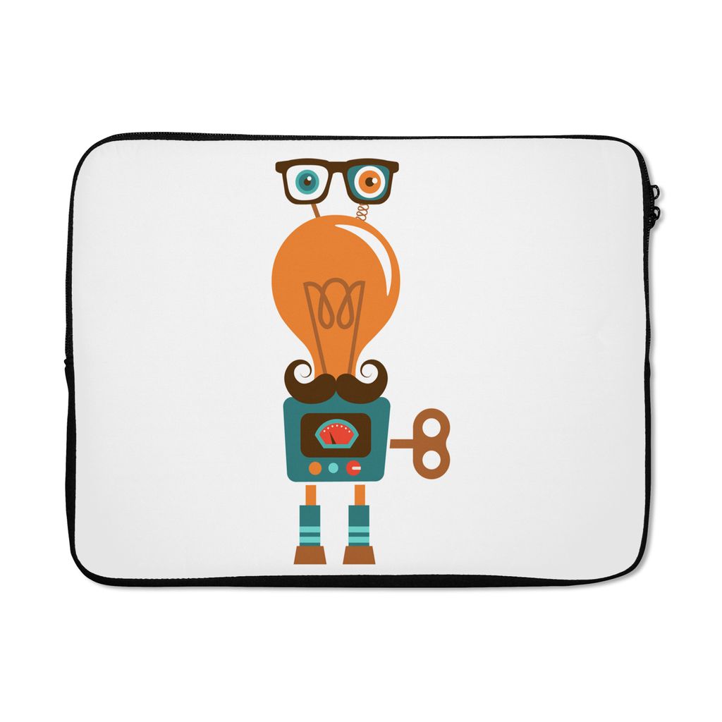MuchoWow Laptop Hülle 15 Zoll Roboter - Brille - Schnauzbart - Kinder - Jungen Laptoptasche - Laptoptasche - Sleeve - Rundum-Schutz