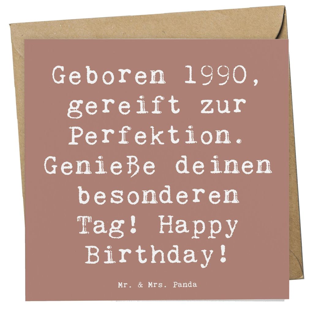 Mr. & Mrs. Panda Glückwunschkarte Spruch 1990 Geburtstag - Braun Pastell - Geschenk, faltkarte, Alter, doppelkarte, anlasskarte, besonderen Tag, f...