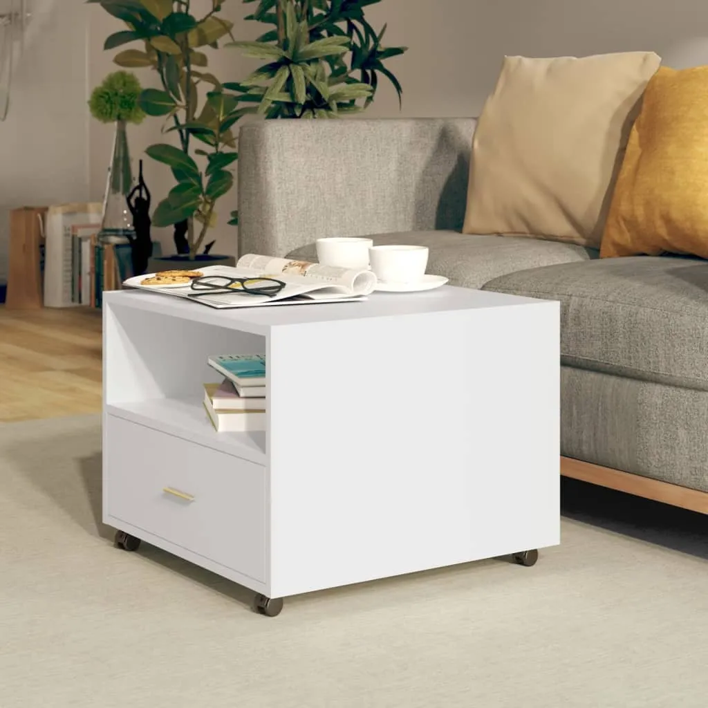 The Living Store tavolino bianco 55x55x40 cm in materiale ligneo
