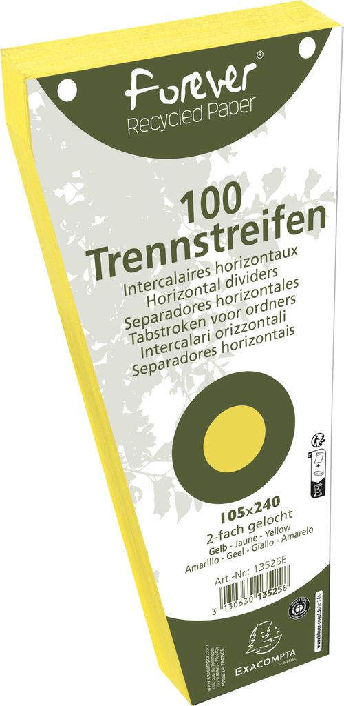 Exacompta 6x Pack 100 Trennstreifen trapez gelocht RC Kart 105x240mm Gelb 13525E