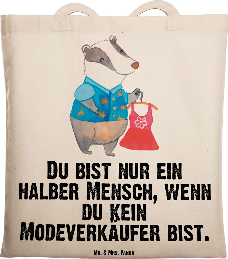 Mr. & Mrs. Panda Shopping Tasche Modeverkäufer Herz - Transparent - Geschenk, Lustig, Jutebeutel, Fashion Store, Tote Bag, Verkäufer, Laptoptasch...