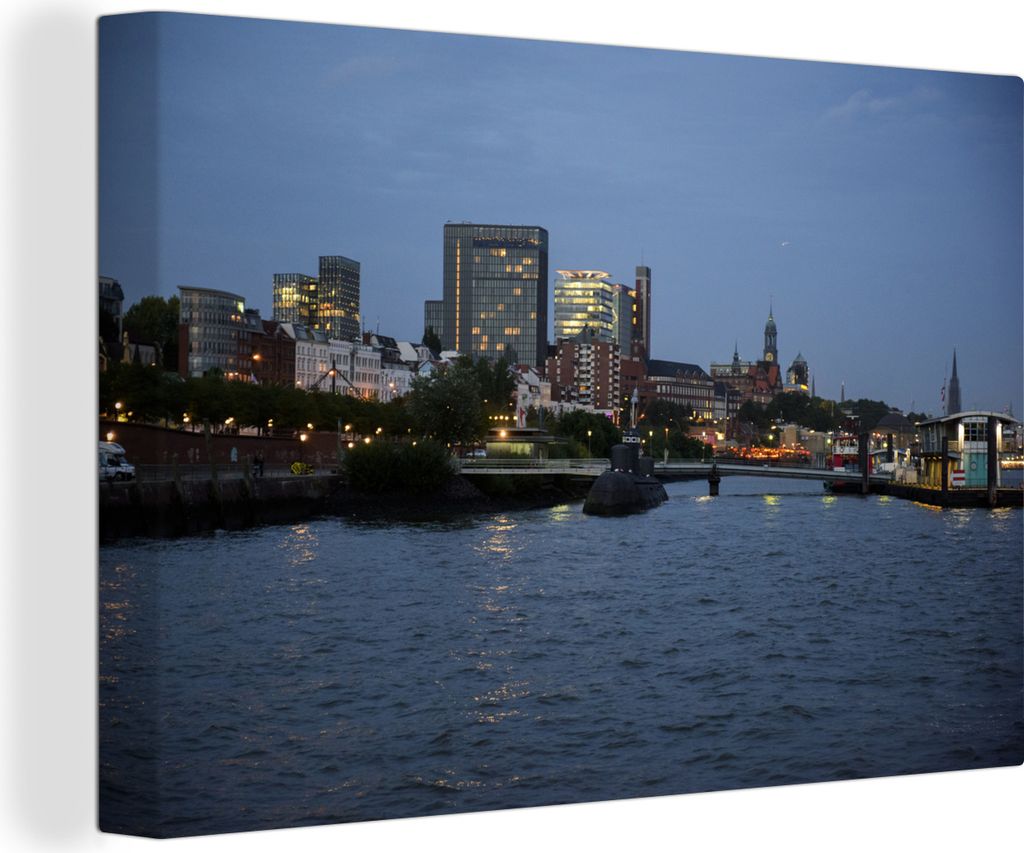 OneMillionCanvasses - Leinwandbilder - 140x90 cm, Hamburg - Stadt - Hafen, Wandbilder Kunstdruck Wanddekoration - Foto auf Leinwand - Gemälde au...
