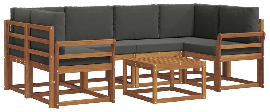 vidaXL Outdoor-Sofagarnitur mit Kissen 7 pcs Natur und Anthrazit