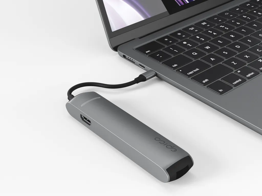 Hub USB-C anti-encombrement Epico Slim 6-en-1 adaptateur écran 8K