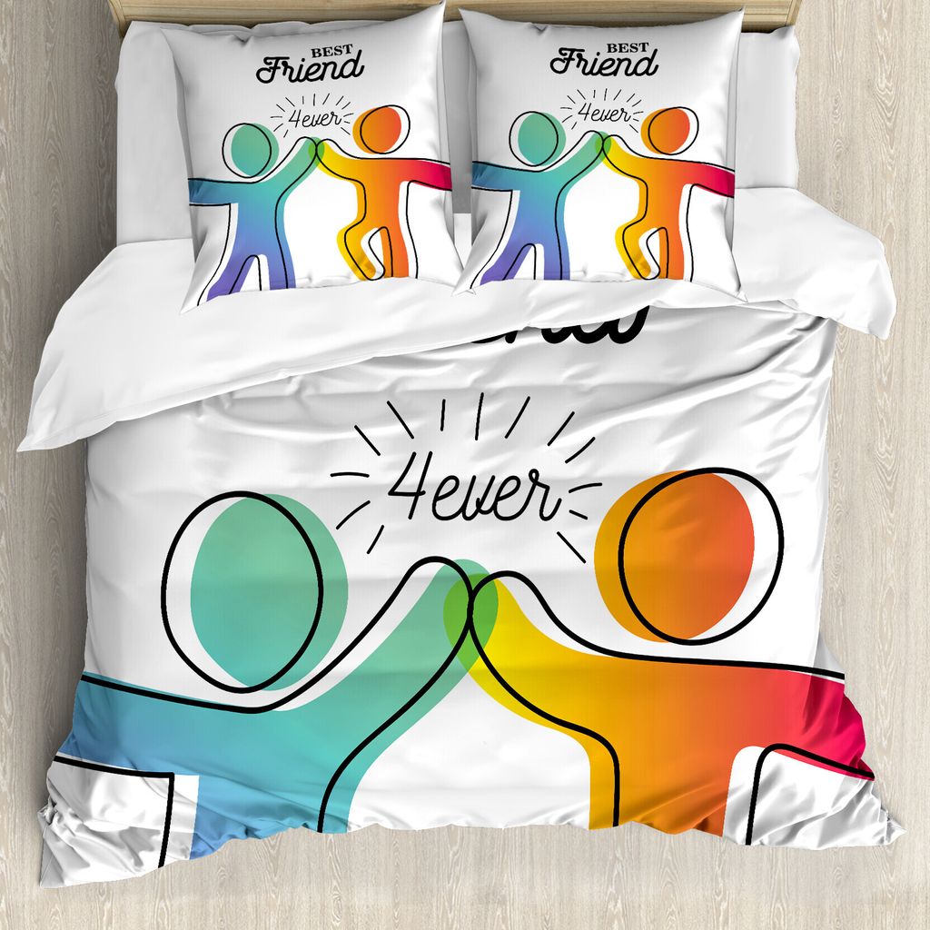 ABAKUHAUS Bester Freund Bettbezug Set für Einzelbetten, High 5 Buddies Kunst, Milbensicher Allergiker geeignet mit Kissenbezug, 155 cm x 220 cm - ...