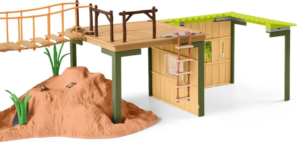 Station d'aventure Wild Life Schleich 42507 avec grue et pont amovible