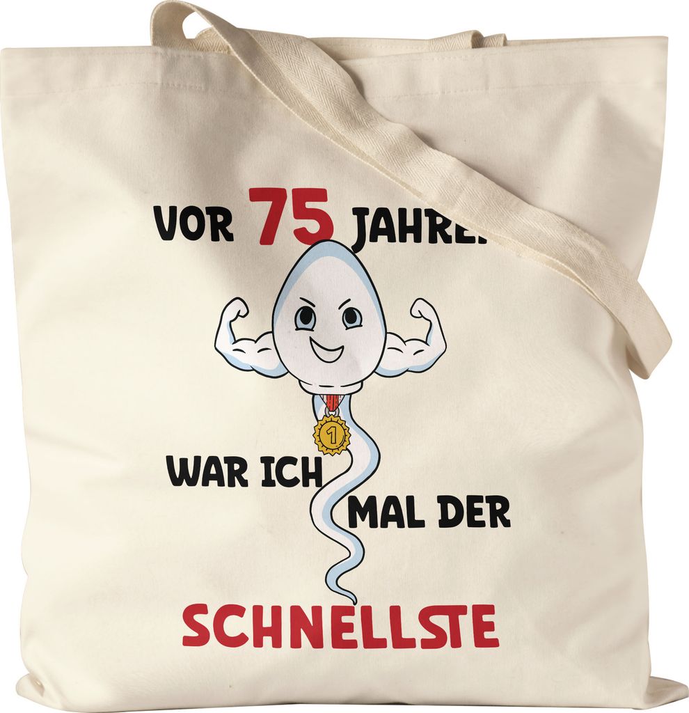 Vor 75 Jahren War Ich Mal Der Schnellste Jutebeutel Stoffbeutel Canvas Tasse Happy Birthday Glückwünsche 75. Geburtstag Let's Party Dance