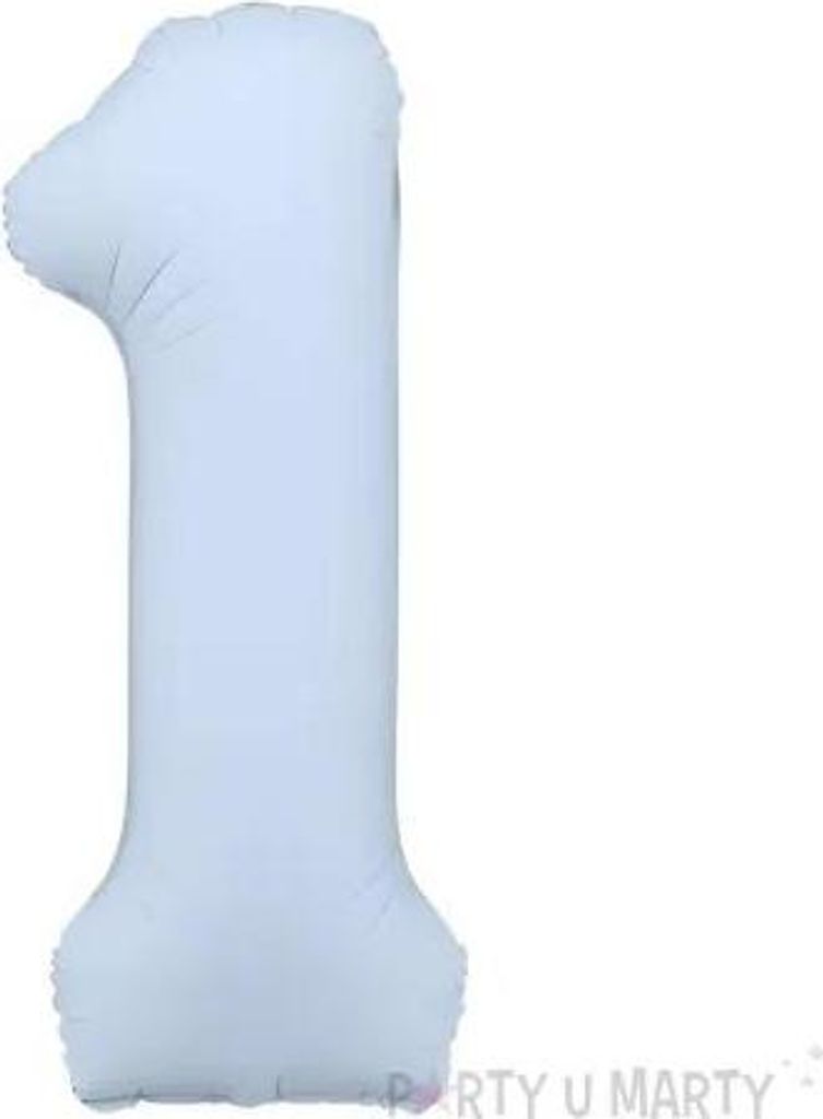 Folienballon Nummer „1“, 86cm, nebelblau