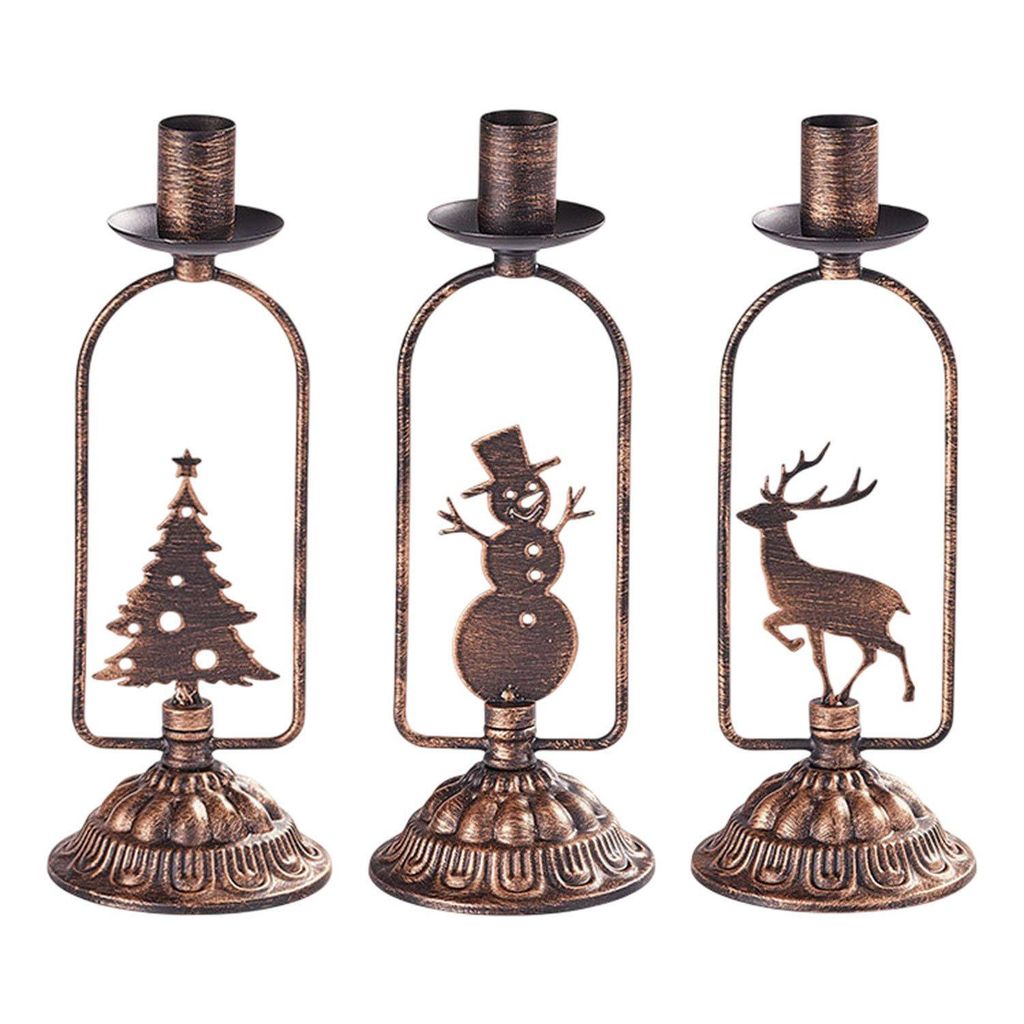 3 Stück Kerzenständer, Vintage Kerzenhalter Tisch Deko für Hochzeit Weihnachten Abendessen