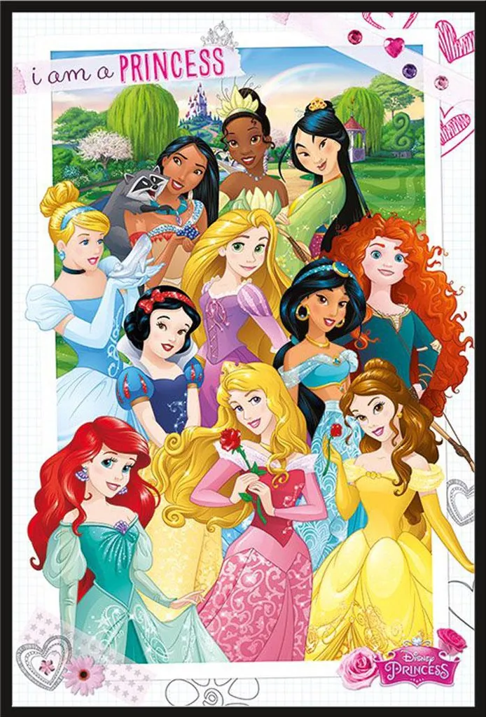 Affiche Disney Princesse I Am A Princess 61x91,5 cm Cadre Noir Premium