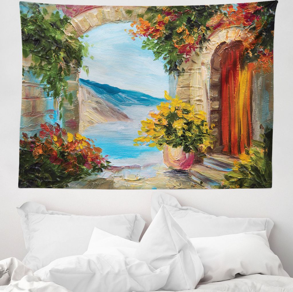 ABAKUHAUS Romantisch Wandteppich, Alter italienischer Weinberg aus Weiches Mikrofaser Stoff Waschbar ohne Verblassen Digitaldruck, 150 x 110 cm, Me...