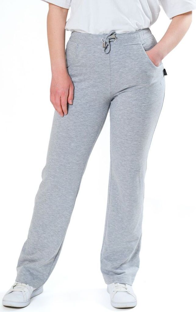 Authentic Klein - Damen Jerseyhose aus hochwertigem Baumwollmischgewebe - Gr. 92 - Silber melange