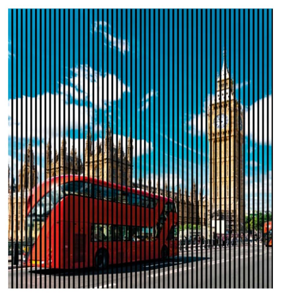Akustikpaneele mit Digitaldruck London01 19 x 2253 x 2400 mm London Big Ben MDF PET-Fasern Wandpaneele Balu Braun Rot 4 Einzelplatten