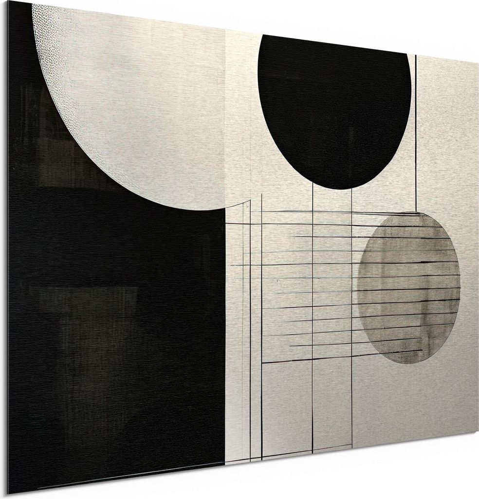 DEQORI Alu-Dibond Bild Silber 60x40 cm 'Geometrischer Dreiklang' Wandbild Metall dünn