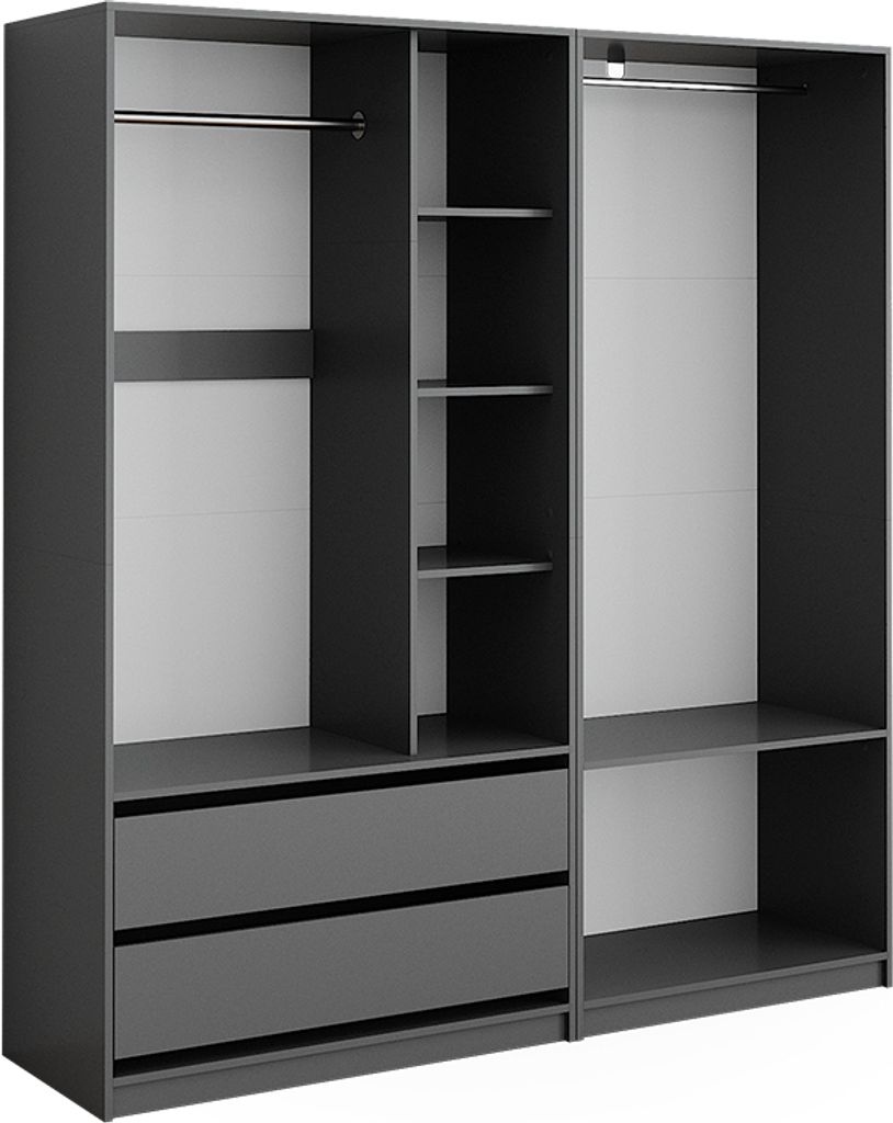 Vicco Kleiderschrank Elmo, 100 x 200 cm 2er Set, Anthrazit Produktbild 1