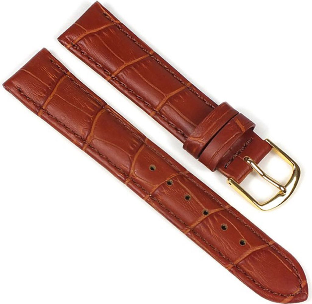 Uhrenarmband Kalbsleder gepolstert Goldbraun 22130G, Anstoß:14 mm