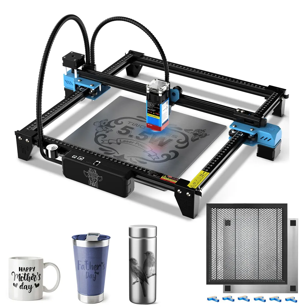 Graveur Laser TTS-55 Pro 5.5W avec Table de Travail Large 50x50 cm