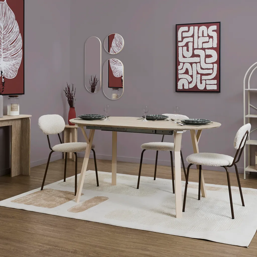 Miroir Rond et Ovale Veda Beige pour Salon et Chambre - Lot de 3