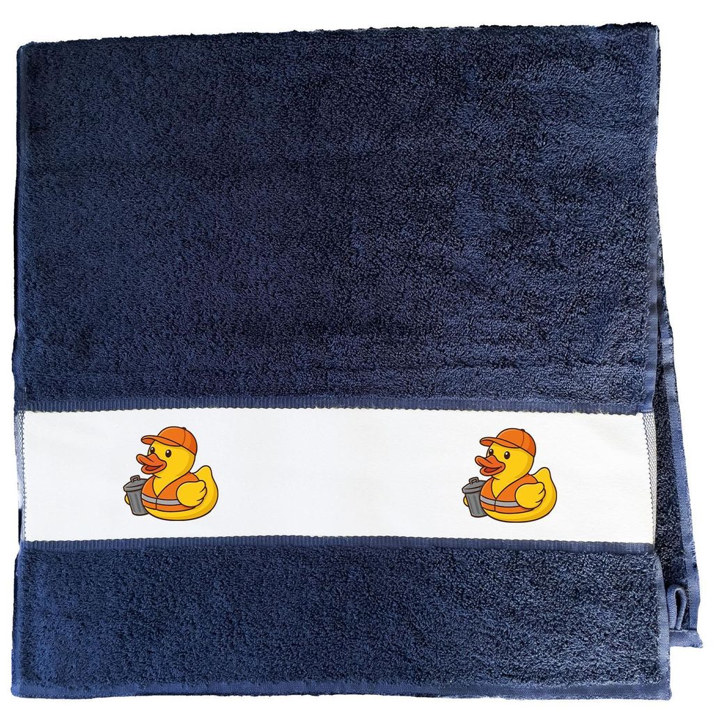 Huuraa Handtuch Quietscheente Müllmann Gummiente Müllabfuhr 50x100cm French Navy Baumwolle Handtuch Geschenkidee