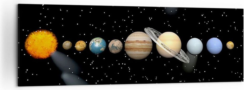 Bild auf Leinwand - Leinwandbild - Universum Galaxie Planeten Sterne - 160x50cm - Wand Bild - Wanddeko - Leinwanddruck - Bilder - Kunstdruck - Lein...