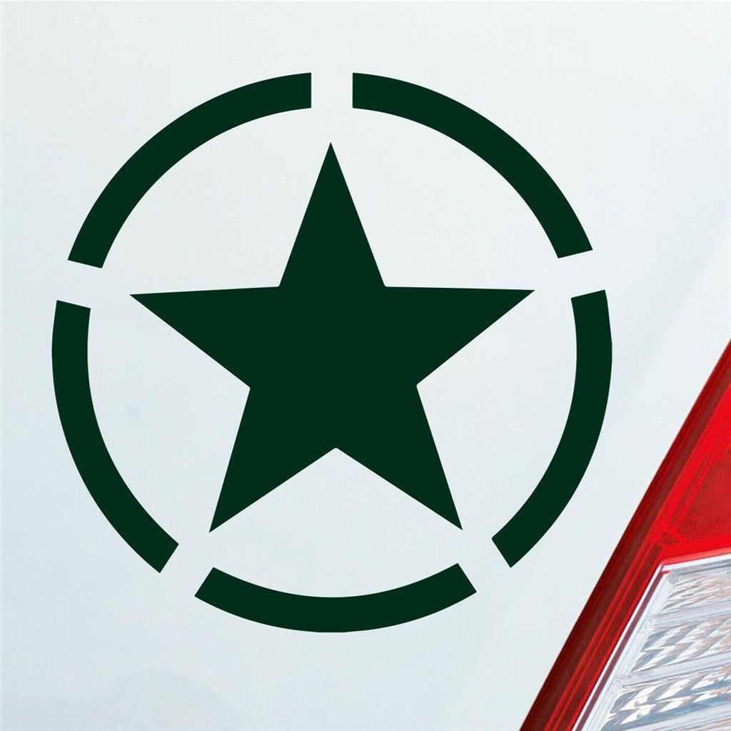 Auto Aufkleber Army Stern Star USA Amerika Militär Armee 10x10 cm Dunkelgrün Sticker Heckscheibenaufkleber