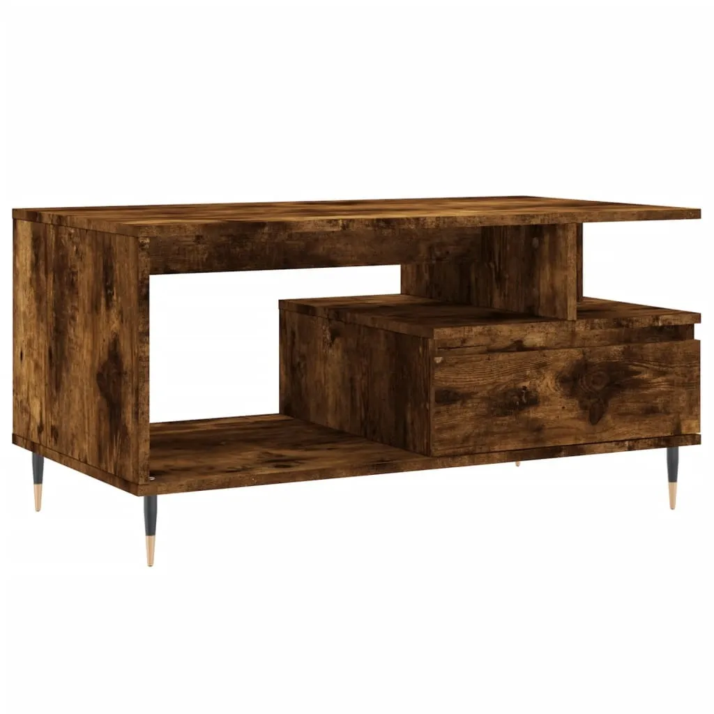 Tavolino Basso Salotto Rovere Fumé 90cm - Robusto e Facile da Pulire
