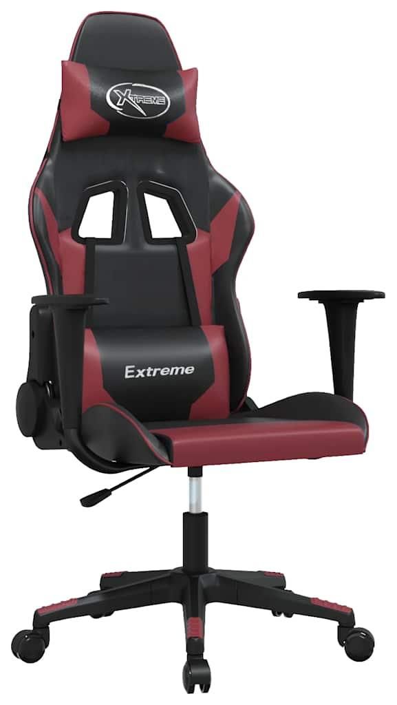 vidaXL Gaming-Stuhl Schwarz und Weinrot Kunstleder