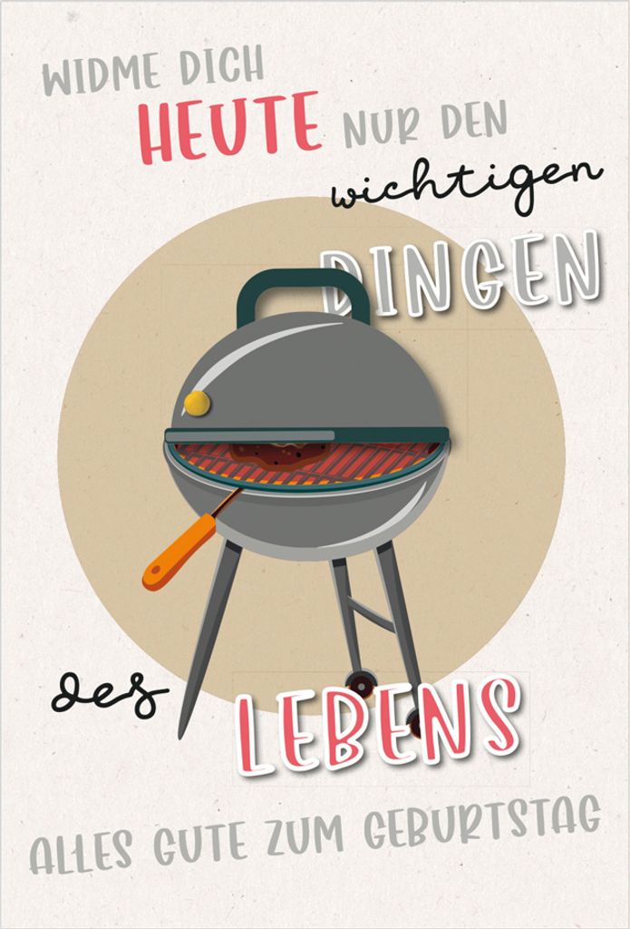 SUSY CARD Geburtstagskarte Round "Grill"