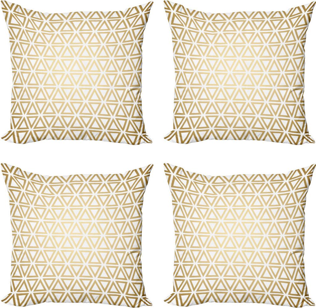 ABAKUHAUS Geometrisch Kissenbezug Set (4 Stück), Die Wiederholung Triangular, Moderner Doppelseitiger Digitaldruck, 45 cm x 45 cm, Pale Camel Weiß