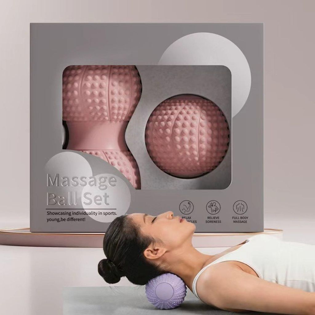 INF Erdnuss Massageball aus TPE 13 cm für Rücken Hüfte Beine Füße Fitness Rosa