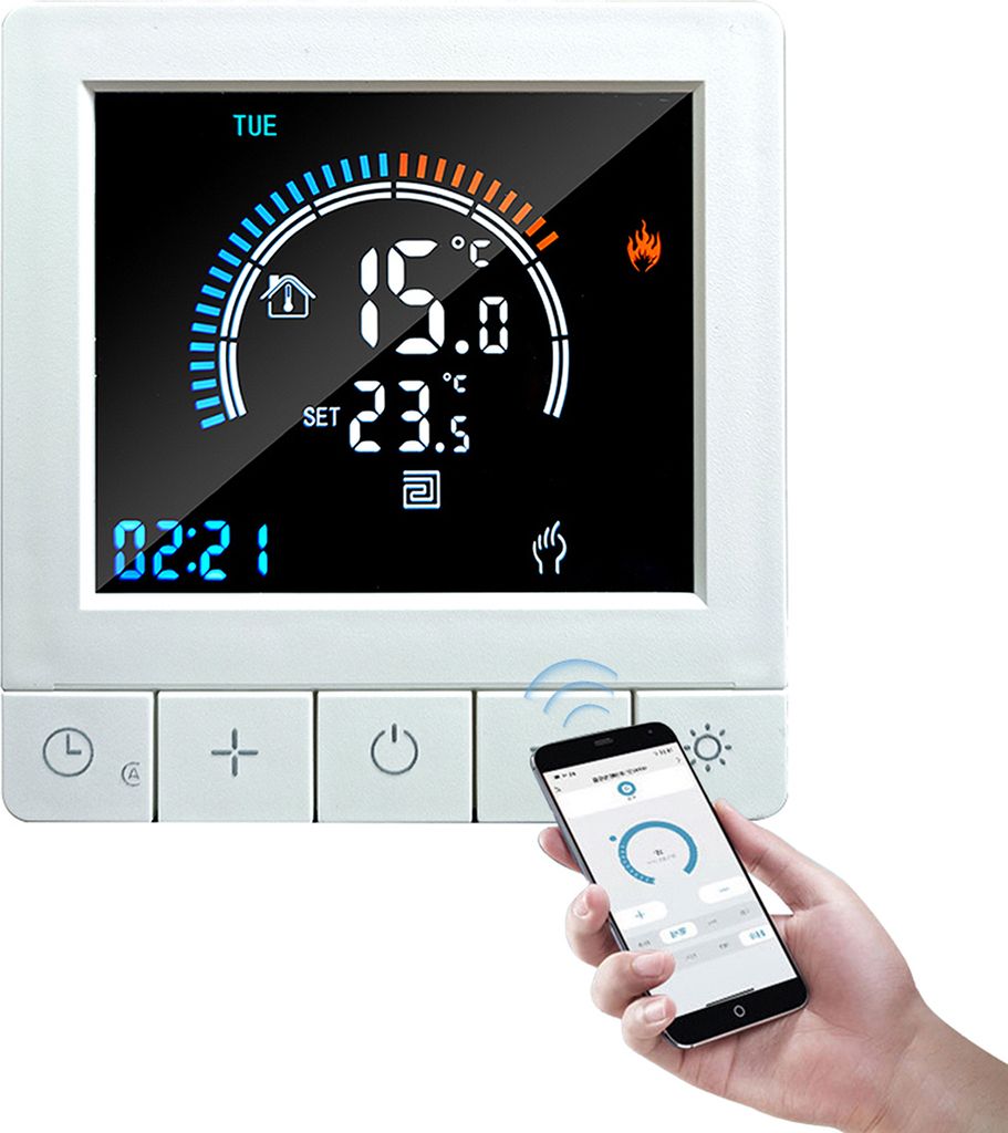 Programmierbarer digitaler Thermostat mit Kindersicherung, WiFi LCD Raumthermostat NTC-Sensor, 16A Elektroheizung, warmer Boden, Unterputz Fußbode...