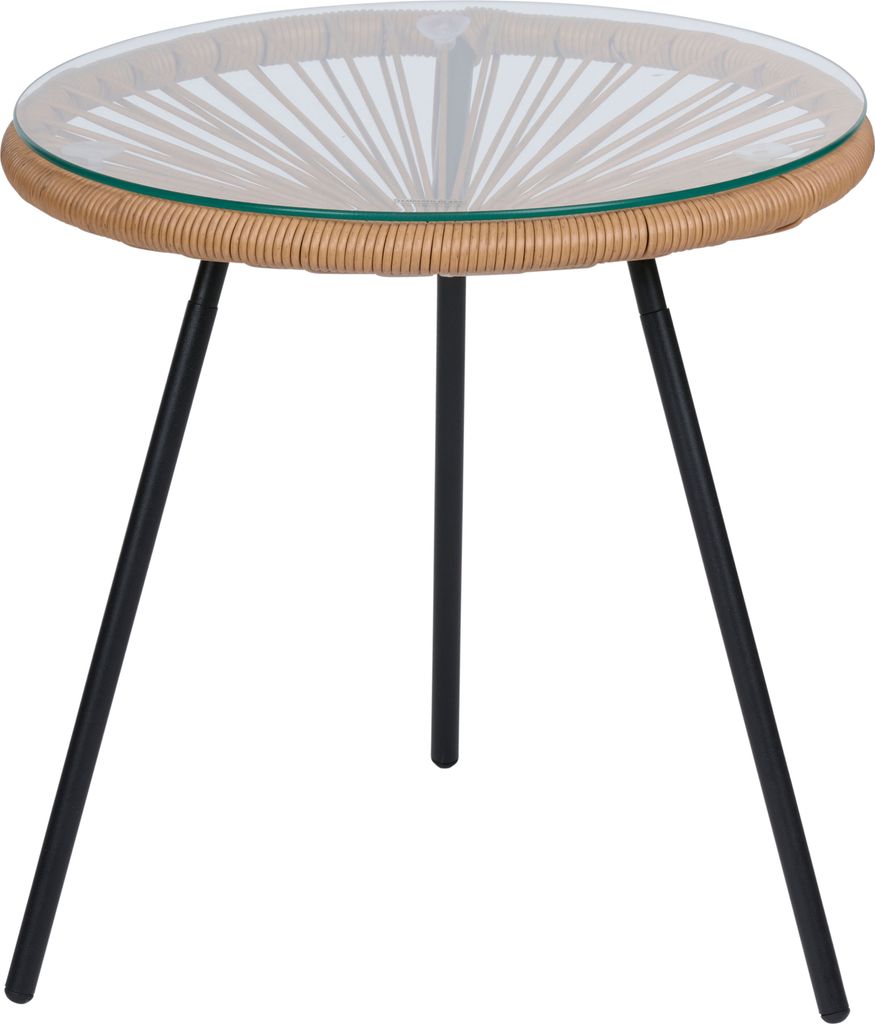 Arti Casa Beistelltisch Acapulco Wohnzimmertisch mit Glasplatte - Runde Couchtisch Ø45x45 cm - Moderner Tisch
