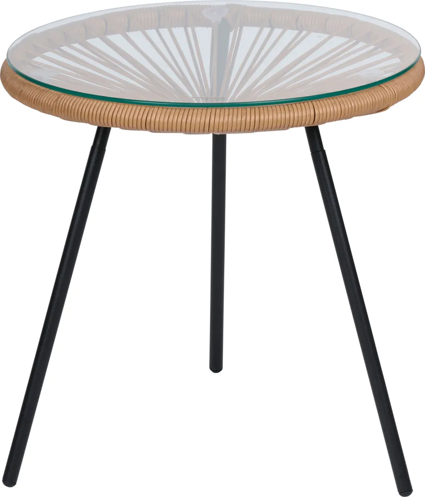 Table basse d'appoint pour balcon et salon, design rétro en verre