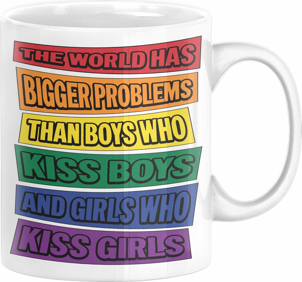 LGBTQ Tasse Geschenk Schwule Lesben Geschenkidee The World Has Bigger Problems Gender Equality Kaffee-Becher Häferl (Weiß)