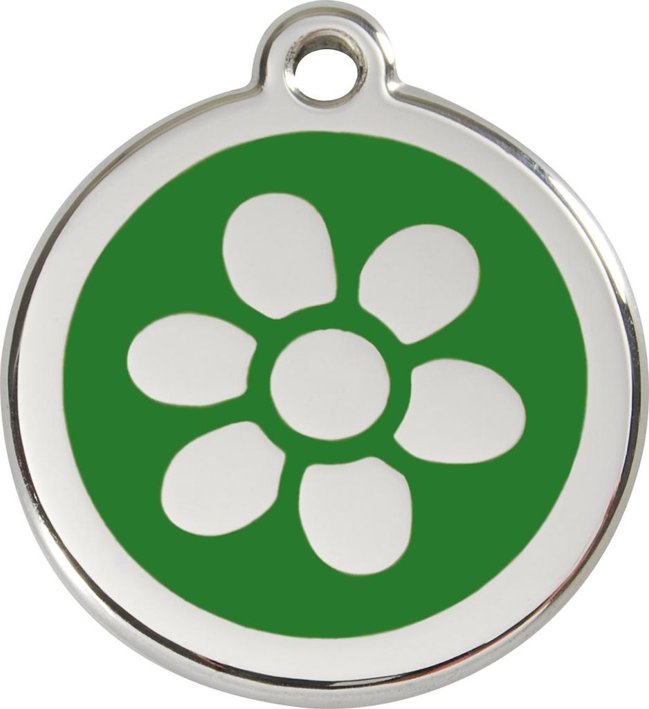 RedDingo Hundemarke mit individueller Gravur Blume grün, Größe: L