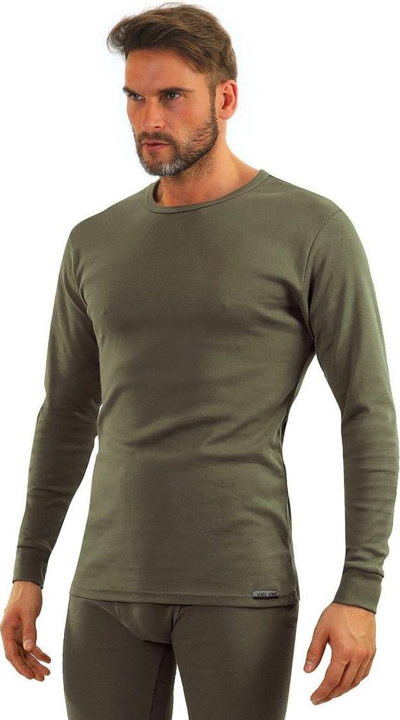Sesto Senso Herren Langarmshirt mit Elasthan - Bequemer und Atmungsaktiver Baumwollmix, Flachnähte, Perfekte Passform, Ideal für Kalte Tage, Grü...
