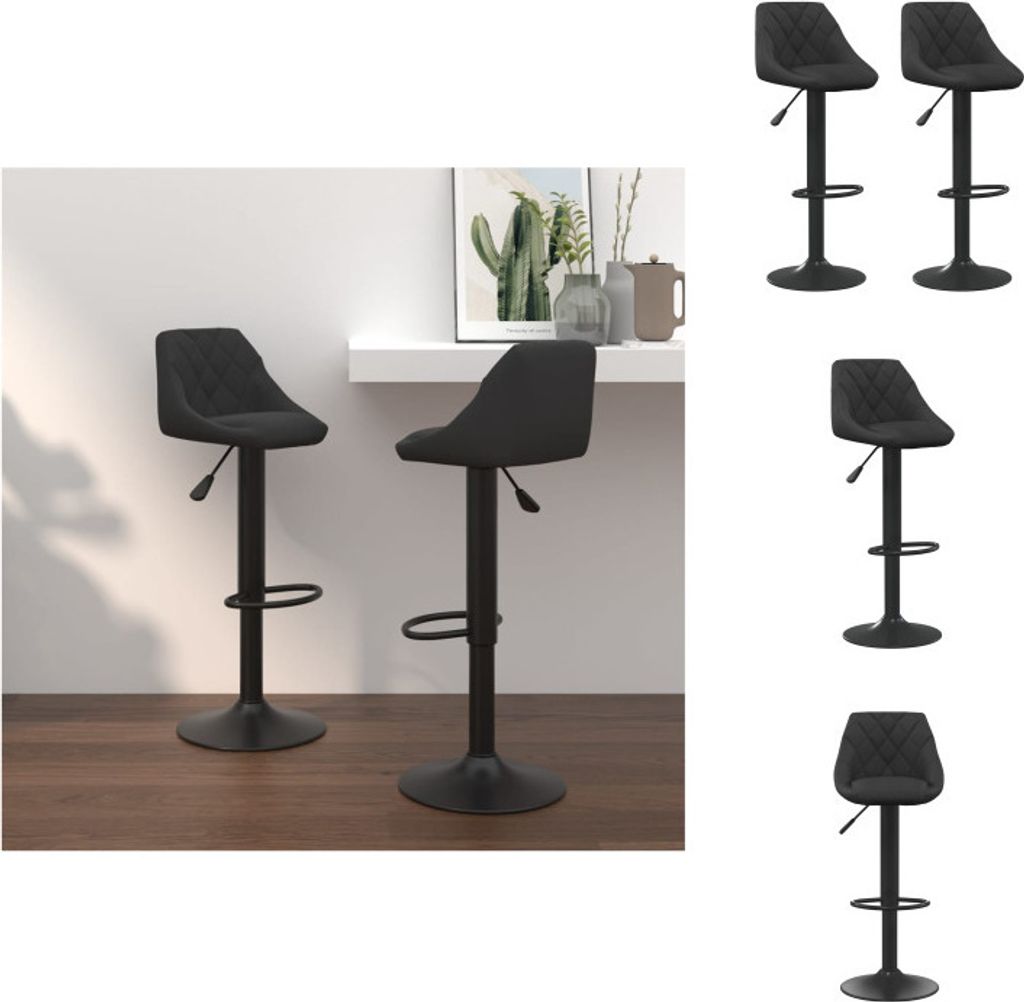 vidaXL Barhocker 2 Stk. Schwarz Samt - Barhocker