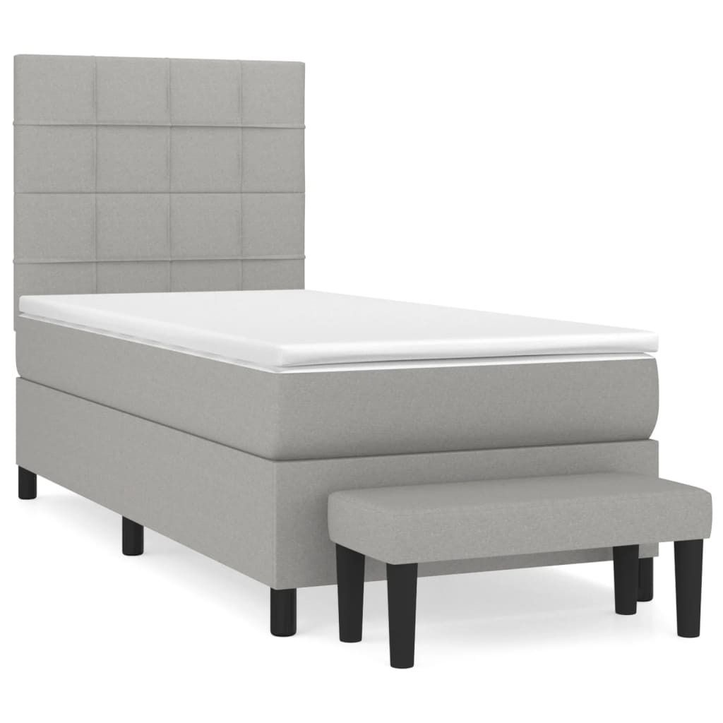 "SALE 2026" Boxspringbett Einzelbett - Gästezimmer - mit Matratze Hellgrau 80x200 cm Stoff - Polsterbett Klassische Betten DE4752594