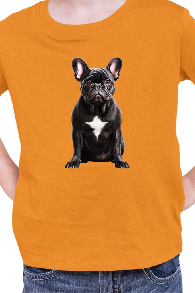 Kinder T-Shirt Dogs Breeds French Bulldog Dog Breed 006, 12-13 Jahr - 152 / Orange