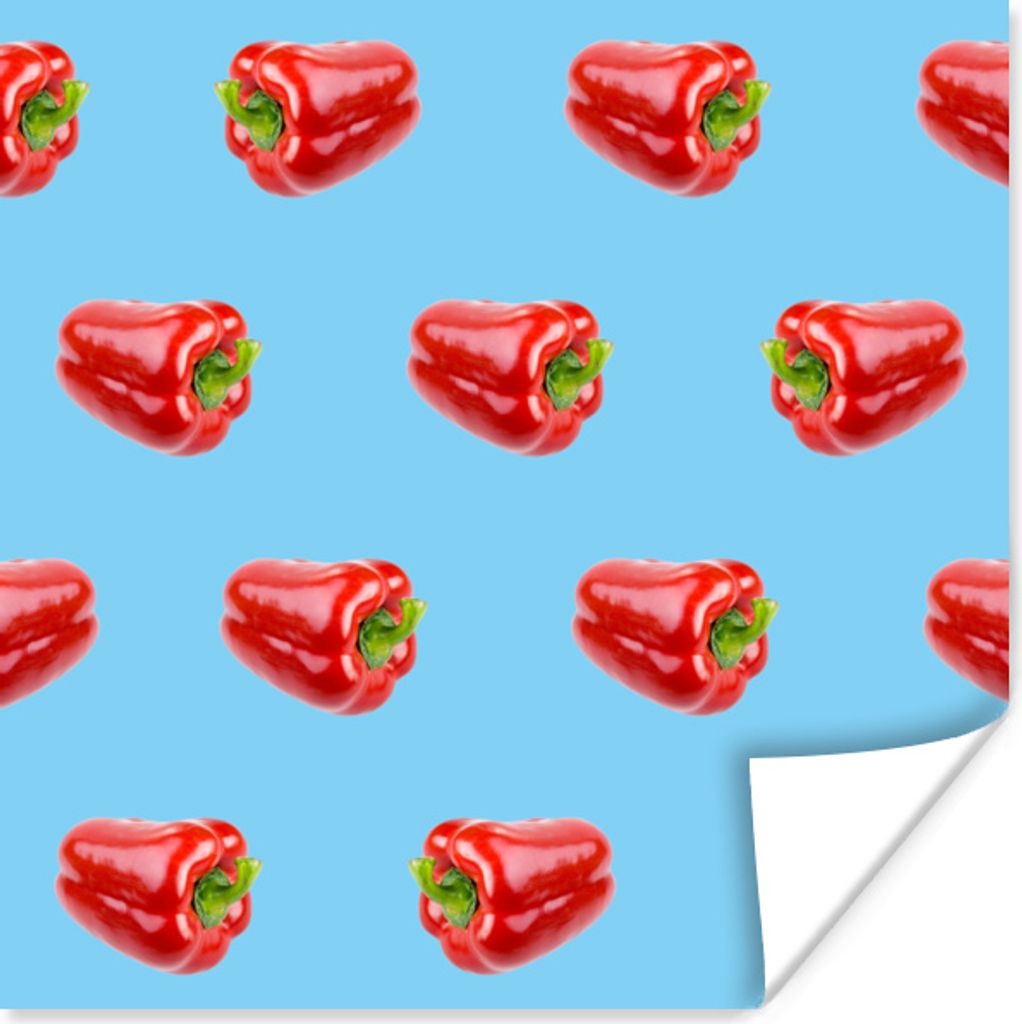 MuchoWow Poster Paprika - Muster - Blau 30x30 cm - Wandposter - Printing