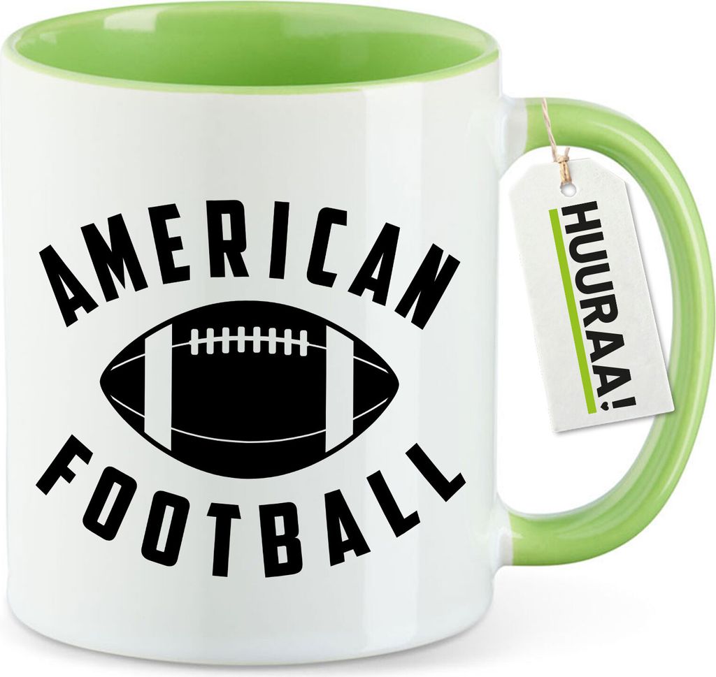Huuraa Kaffeetasse American Football Ball 330ml Grün Keramik Kaffeebecher Geschenkidee