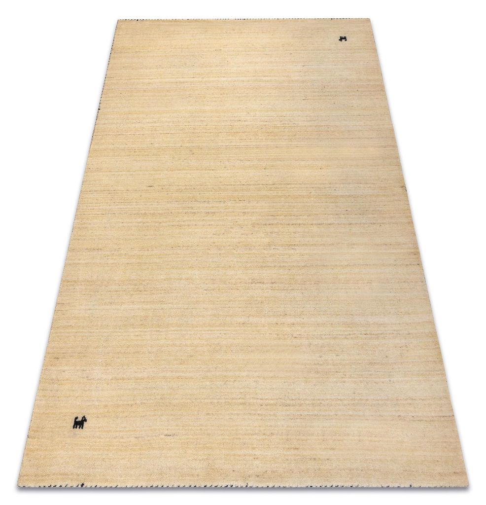 Wollteppich GABBEH LOOM natural hellbeige - HANDGEWEBT dick beige 75x140 cm