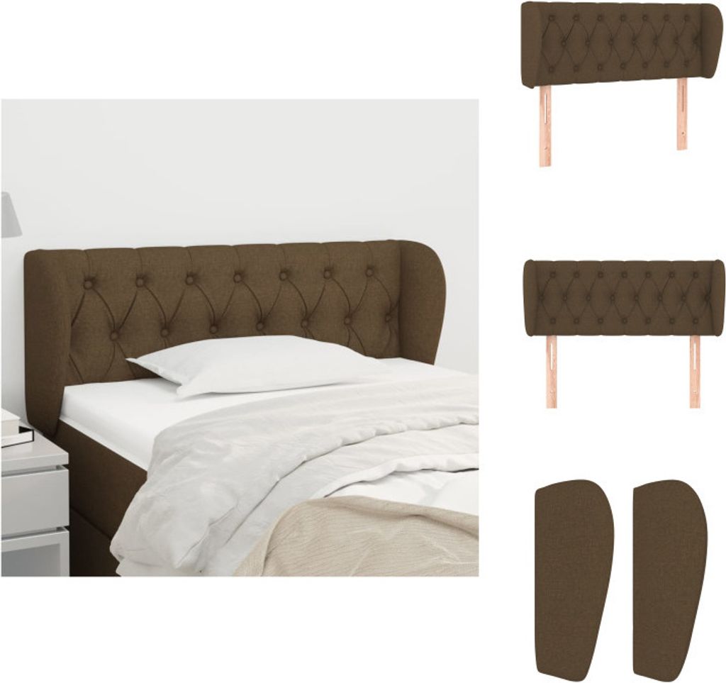 vidaXL Kopfteil mit Ohren Dunkelbraun 93x23x78/88 cm Stoff - Kopf- & Fußenden